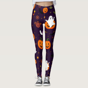Leggings Motif d'Halloween mignon - Fantômes, Citrouilles, 