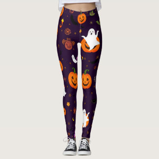 Leggings Motif d'Halloween mignon - Fantômes, Citrouilles, 