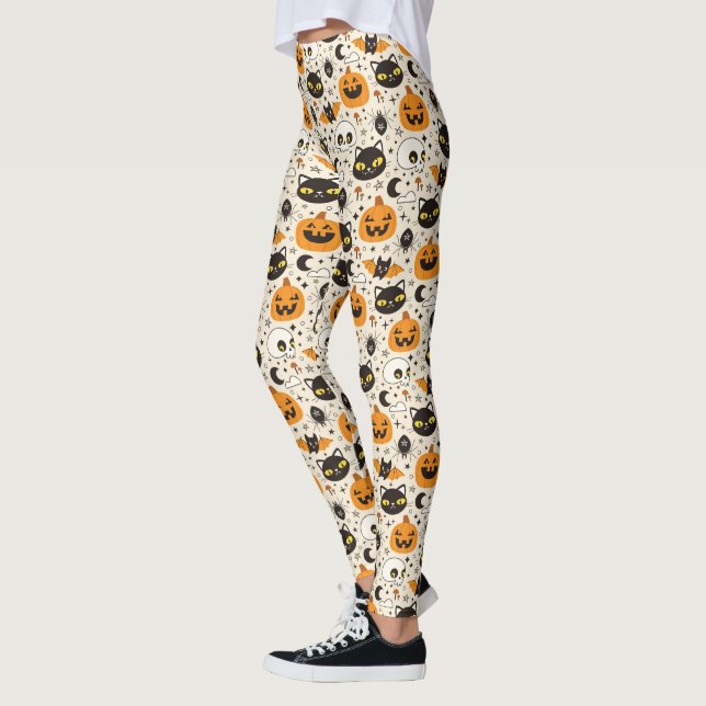 Leggings Motif d'Halloween rétro (Gauche)