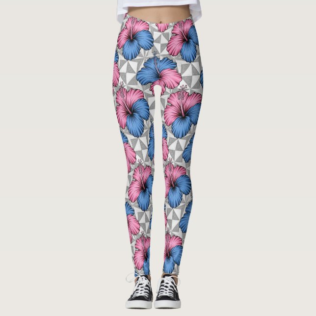 Leggings Motif d'Hibiscus Tropical Côtier (6) (Devant)
