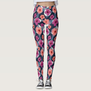 Leggings Motif d'Hibiscus Tropical Côtier (8)