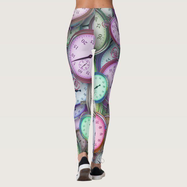 Leggings motif d'horloge vintage (Dos)