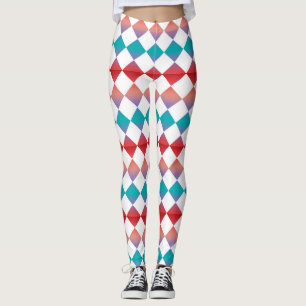 Leggings Motif diamant à carreaux coloré
