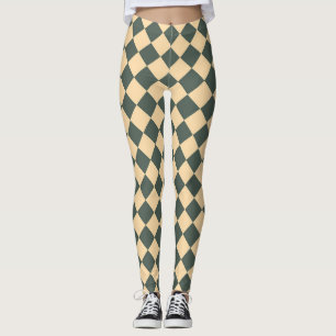 Leggings Motif diamant à carreaux jaune vert