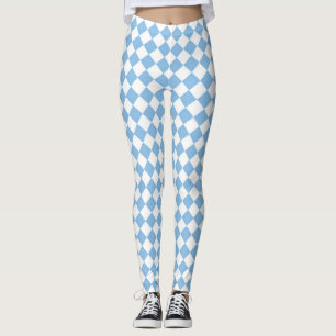 Leggings Motif diamant bleu blanc Checker