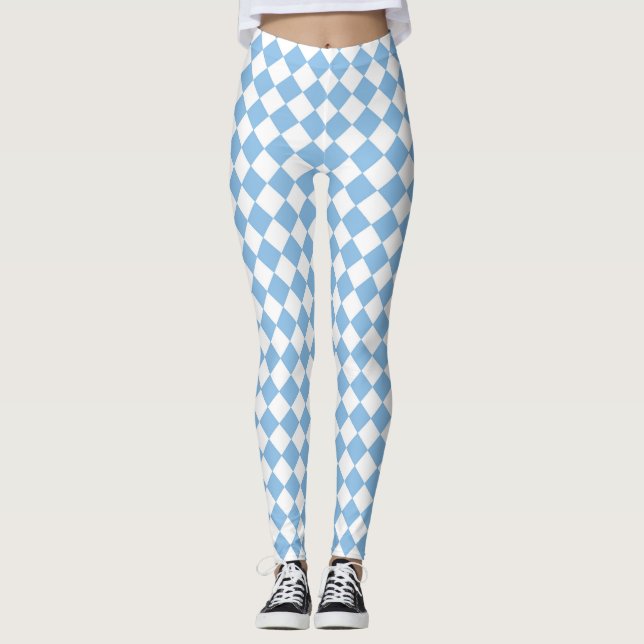 Leggings Motif diamant bleu blanc Checker (Devant)