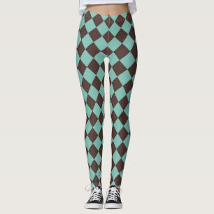 Leggings Motif diamant Brown Turquoise Checker