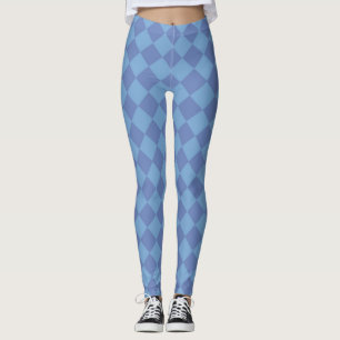 Leggings Motif diamant damier bleu
