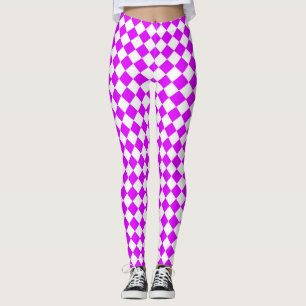 Leggings Motif diamant de Checker blanc violet