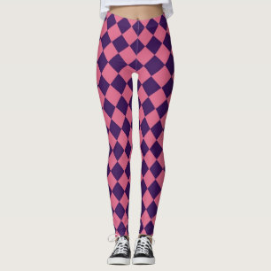 Leggings Motif diamant de Checker rose violet