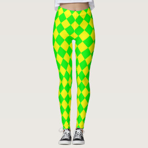 Leggings Motif diamant jaune-vert Checker