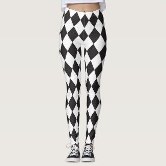 Leggings Motif Diamant noir et blanc