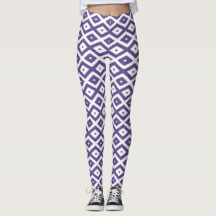 Leggings Motif diamant ultra violet et blanc