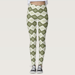Leggings Motif diamant vert olive