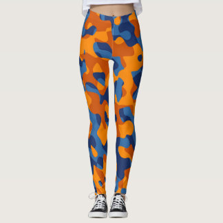 Leggings Motif d'impression du camouflage bleu orange