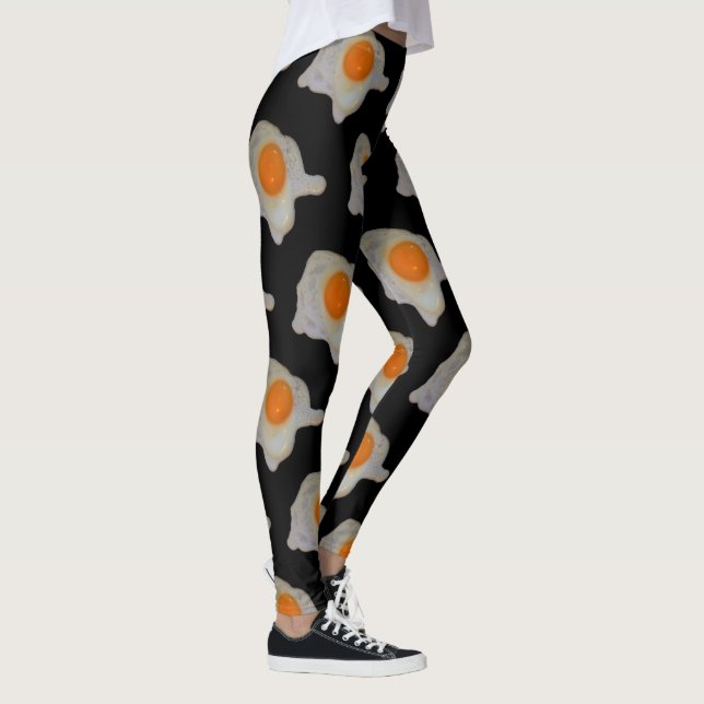 Leggings Motif d'oeufs frits sur noir (Droite)