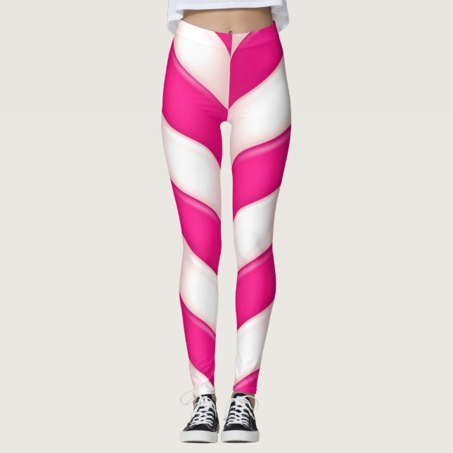 Leggings Motif doux rose mignon de sucre de canne (Devant)