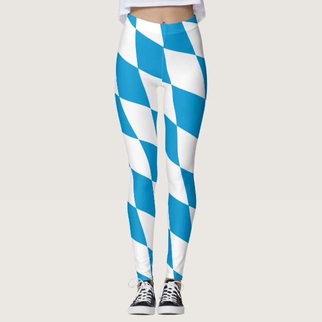 Leggings Motif Drapeau Diamant Bavière bleu et blanc (Devant)
