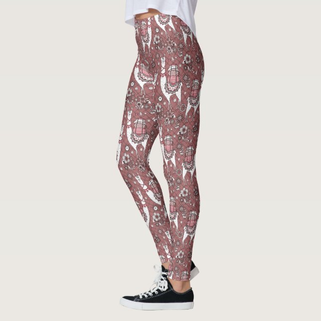 Leggings Motif drôle de lamas (Gauche)