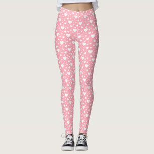 Leggings Motif du coeur blanc sur rose