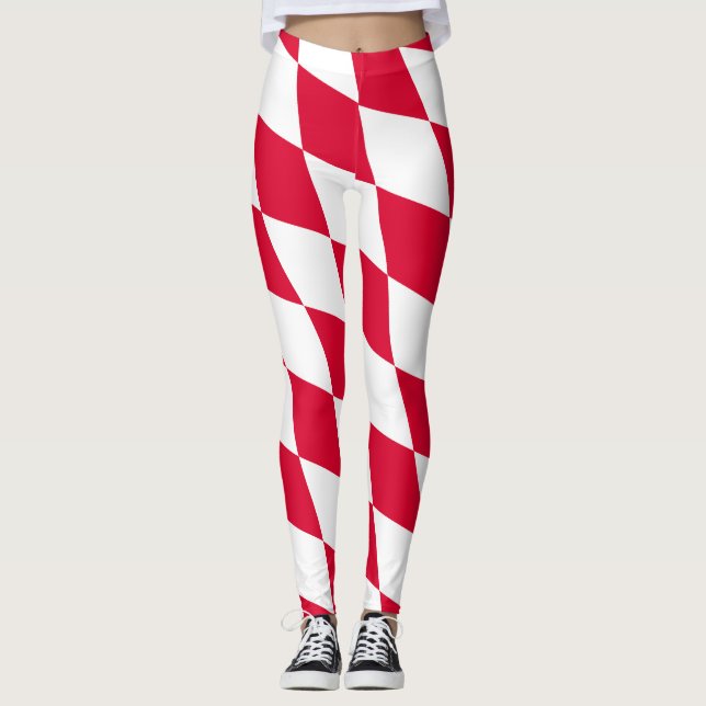 Leggings Motif du drapeau diamant de Bavière rouge et blanc (Devant)
