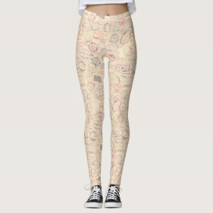 Leggings Motif du timbre de voyage Passeport