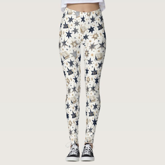 Leggings Motif Elegant Blue & Gold (8) (Devant)