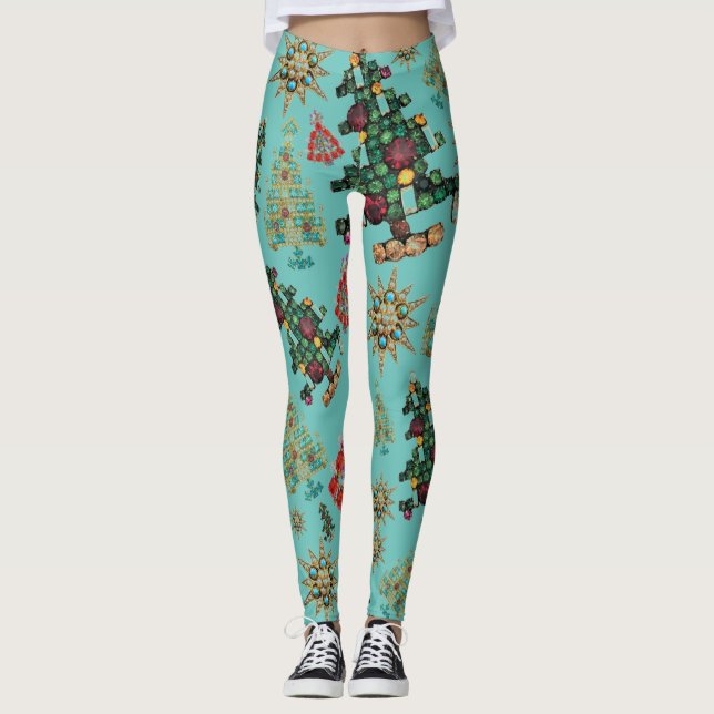 Leggings Motif élégant de bijoux en sapin de Noël (Devant)