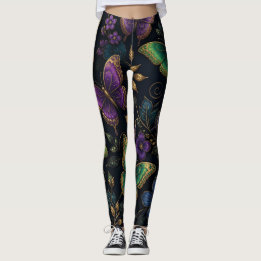 Leggings Motif élégant de papillon sombre
