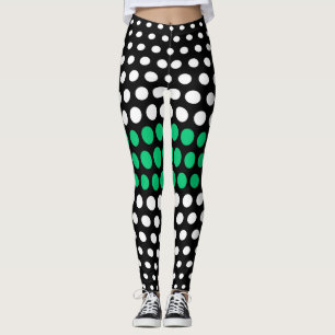 Leggings Motif Emerald and White Polka Dot