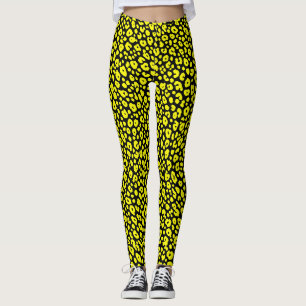 Leggings Motif Empreinte de léopard noir jaune sauvage colo