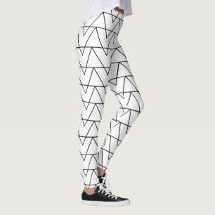 Leggings Motif en bande Chevron noir et blanc