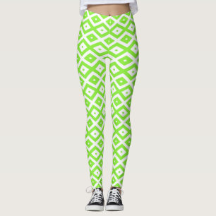 Leggings Motif en diamant vert et blanc