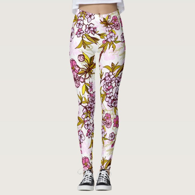 Leggings Motif en fleurs de cerisiers  (Devant)