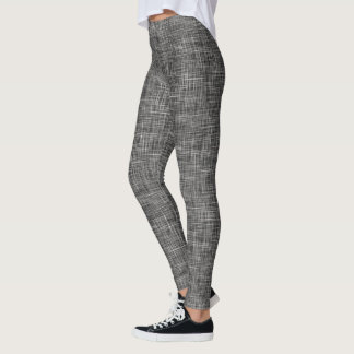Leggings Motif en lin tweed noir