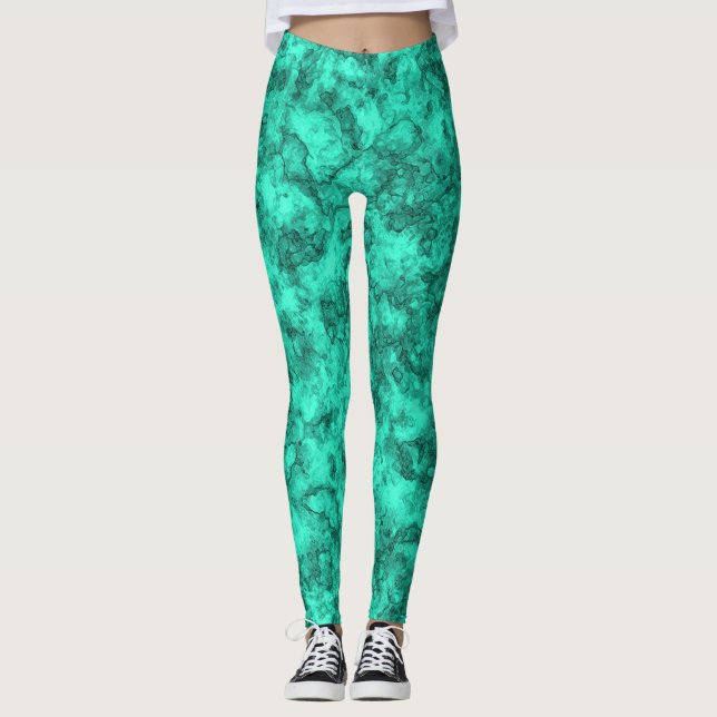 Leggings Motif en marbre clair turquoise (Devant)