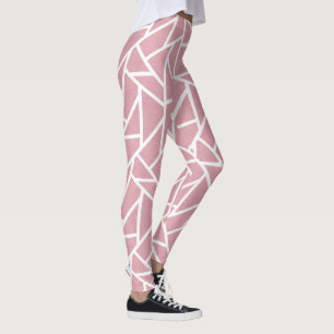 Leggings Motif en mosaïque corail et blanc