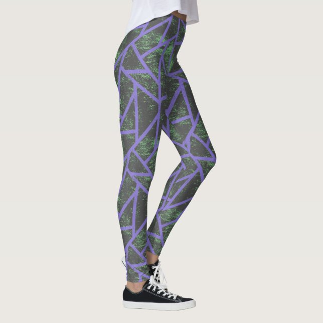 Leggings Motif en mosaïque violet et verte (Droite)