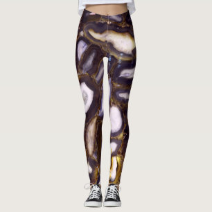 Leggings Motif en pierre blanche Brown violet