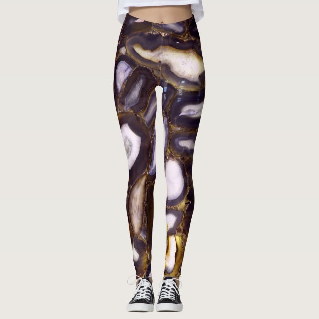 Leggings Motif en pierre blanche Brown violet (Devant)