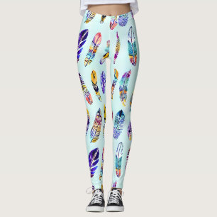 Leggings Motif en plumes colorées