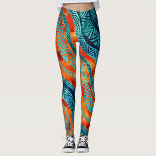 Leggings Motif ethnique tribal onduleux de Boho