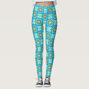 Leggings Motif ethnique turquoise