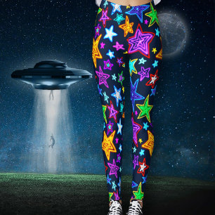 Leggings Motif Étoiles Brillantes Bleu Foncé