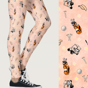 Leggings Motif fantaisiste orange fille thème golf