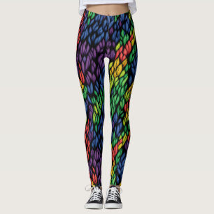 Leggings Motif Feuille branché Rainbow Jungle coloré