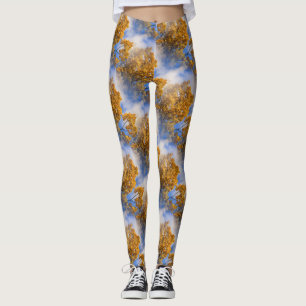 Leggings Motif Feuille d'or Blue Sky Nature