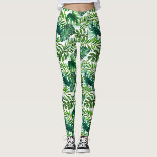 Leggings Motif Feuille tropical écossais