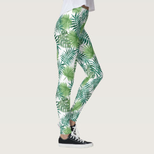 Leggings Motif Feuille Tropical Green Palm