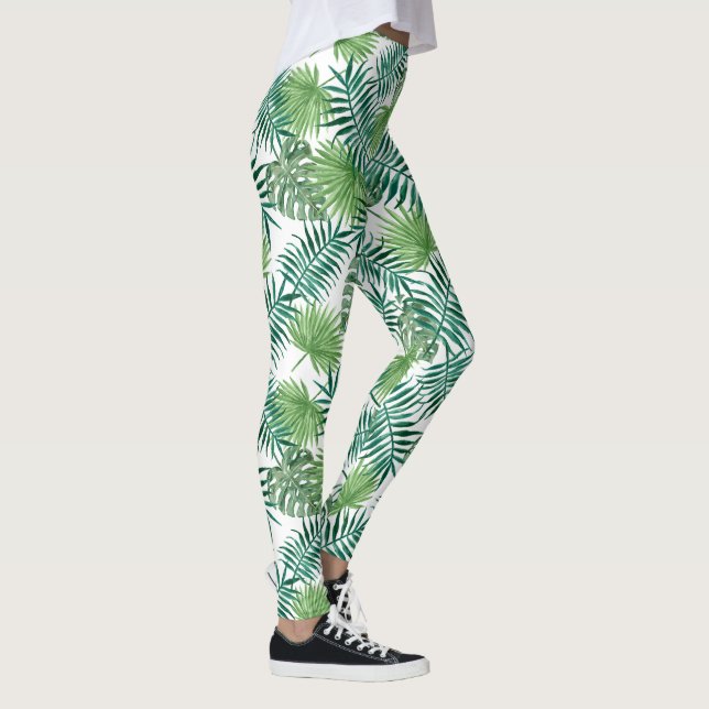Leggings Motif Feuille Tropical Green Palm (Droite)